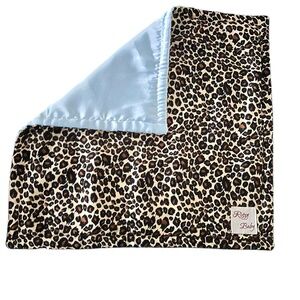 Ritzy Baby Leopard Print & Baby Blue All Satin Security Blanket Lovey
